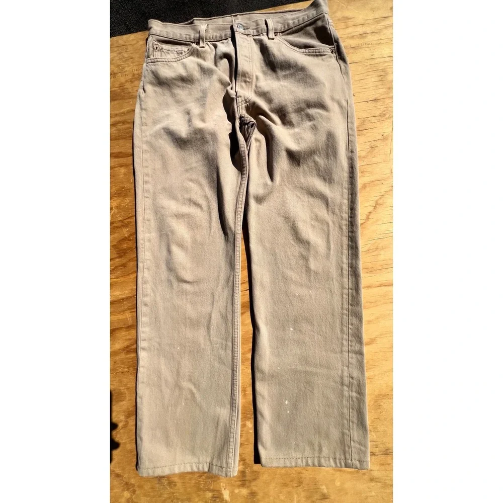 Vintage Levis 501 Tan Khaki Jeans Made in USA Button Fly Straight Leg 36x32